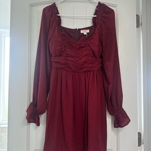ANDREE BY UNIT Burgundy Long Sleeve Dress